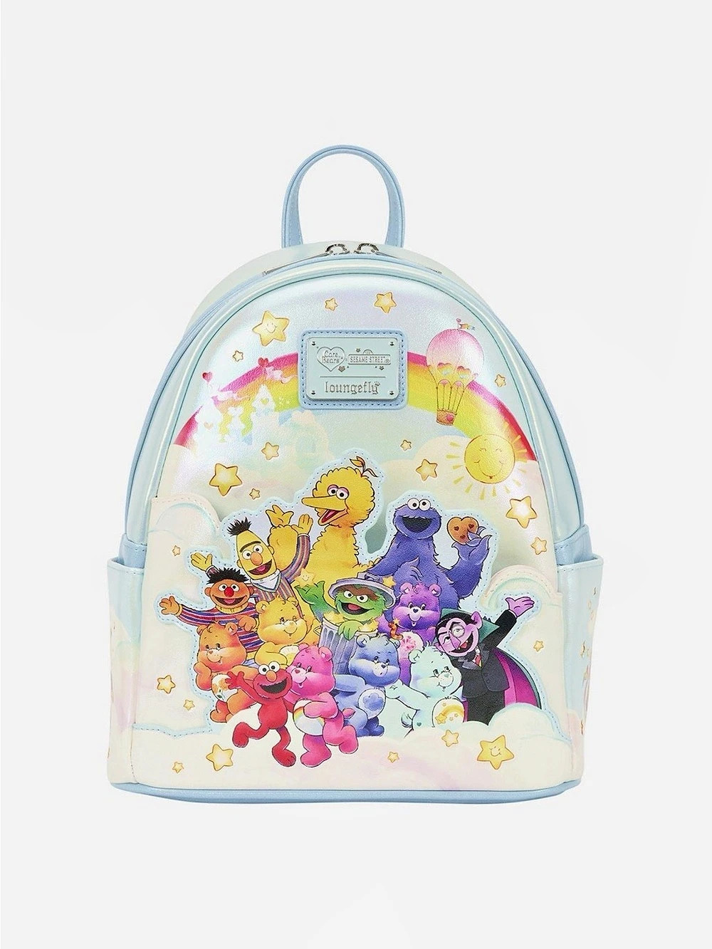 Loungefly Care Bears x Sesame Street Rainbow Group Mini Backpack NWT